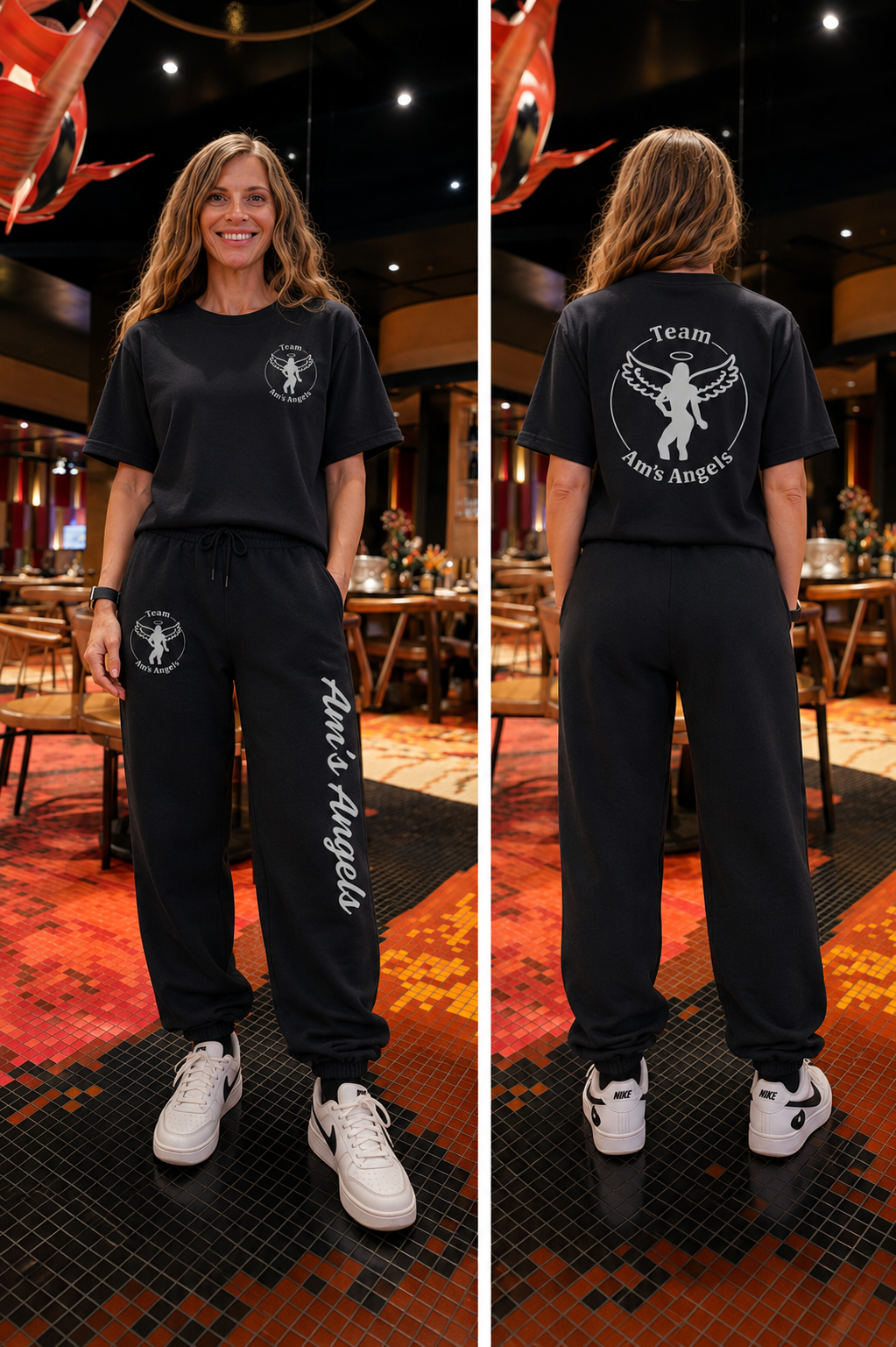 Am's Angels Black Tee and Sweatpants - Lounge Set